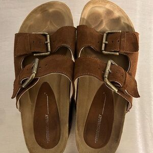 Free People-Rule Breaker Flatform Brown Sandals with Adjustable Straps